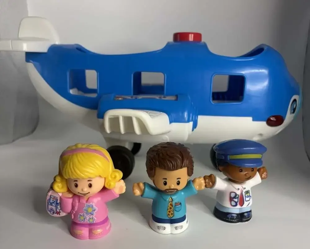 Fisher Price Little People Travel Together Airplane Blue Jet, Sounds 12”x6”x11”